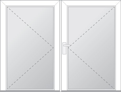 Exteriérové vchodové dvere s terasovým krídlom a portálovým kovaním - biele (Celo presklenné 5 bodove uzamykanie dvojkrídlové.)